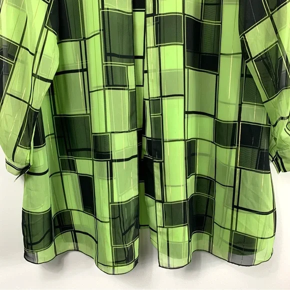 Vintage Happy Day New York Green and Black Flowy Oversized Top - Picture 3 of 16